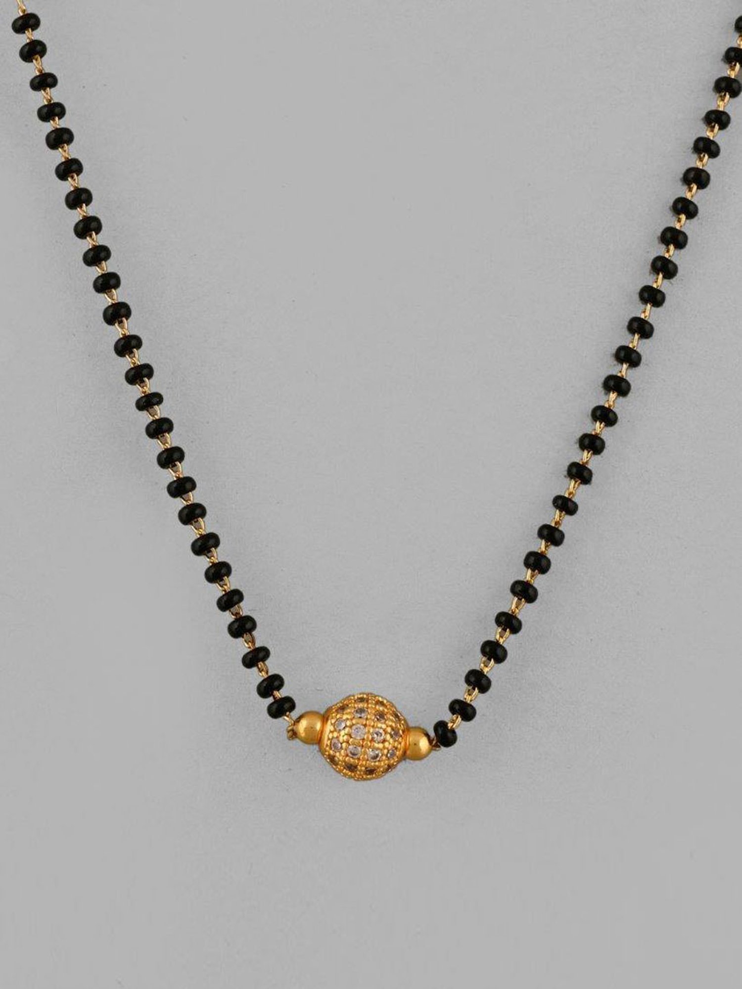 VOJ Gold-Plated AD-Studded & Beaded Mangalsutra for Women