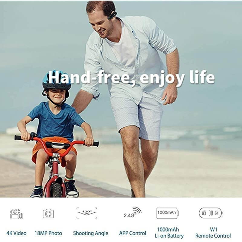 4K Camcorder Lightweight Mini Video Camera  EP6 Head Wearable Video Camera Full HD 1080P 60FPS Mini Vlog Camera Recorder with WiFi and Remote Control(with 32GB Micro SD Card)