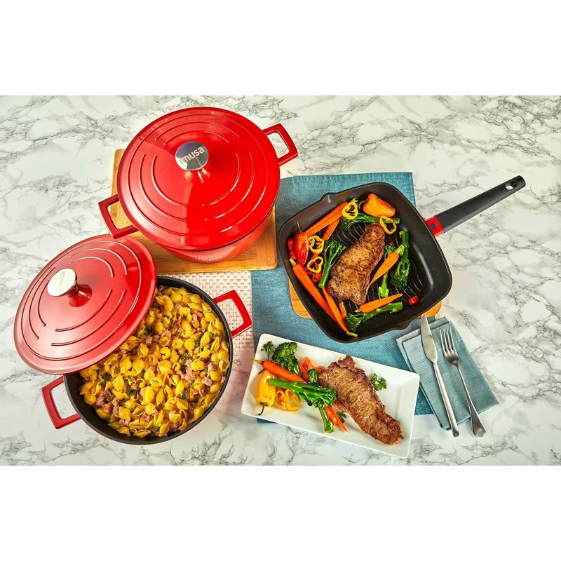 Imusa 5qt Red Cast Aluminum Dutch Oven with Lid