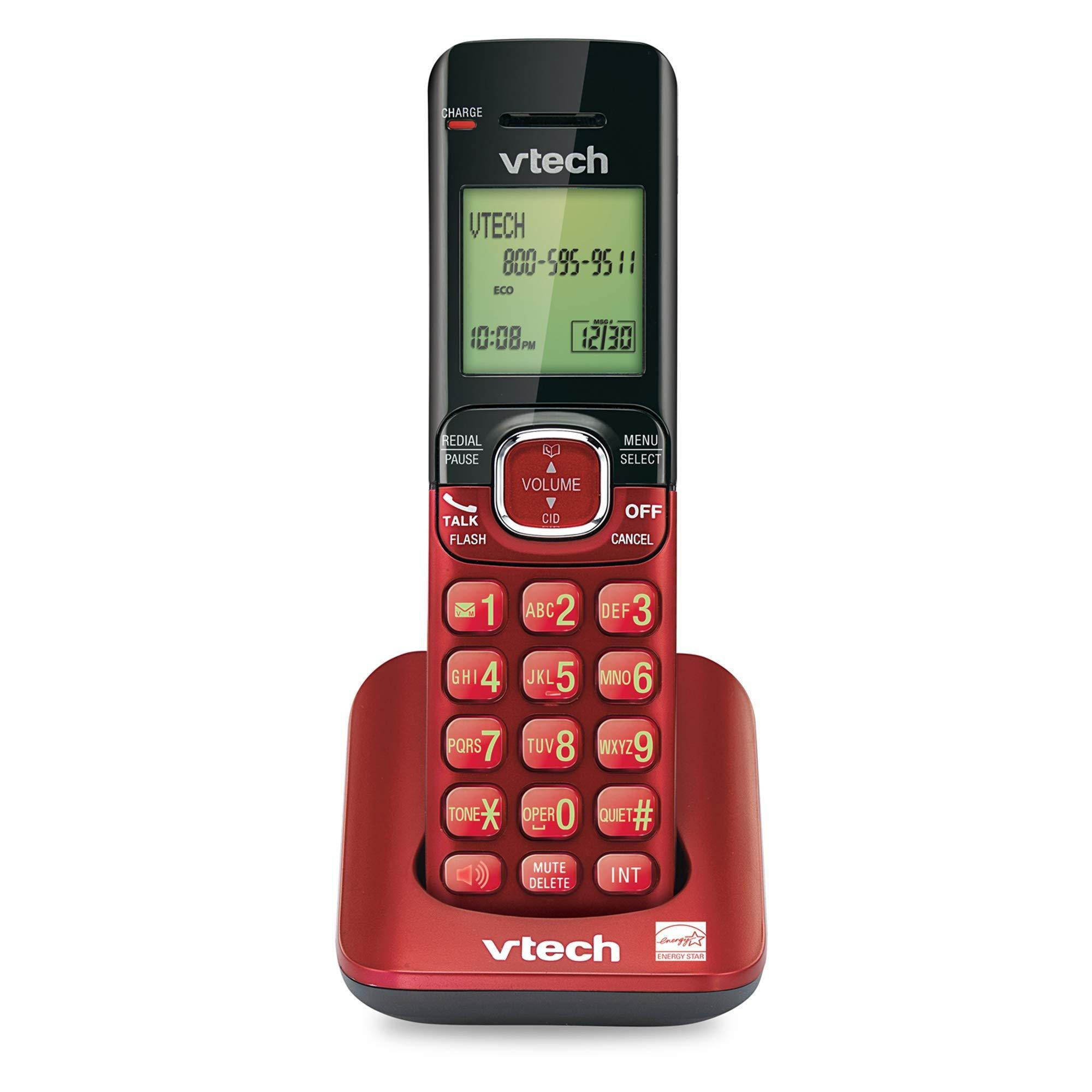 VTech CS6509-16 Accessory Cordless Handset, Red | Requires A CS6519 Or CS6529 Series Cordless Phone System to Operate