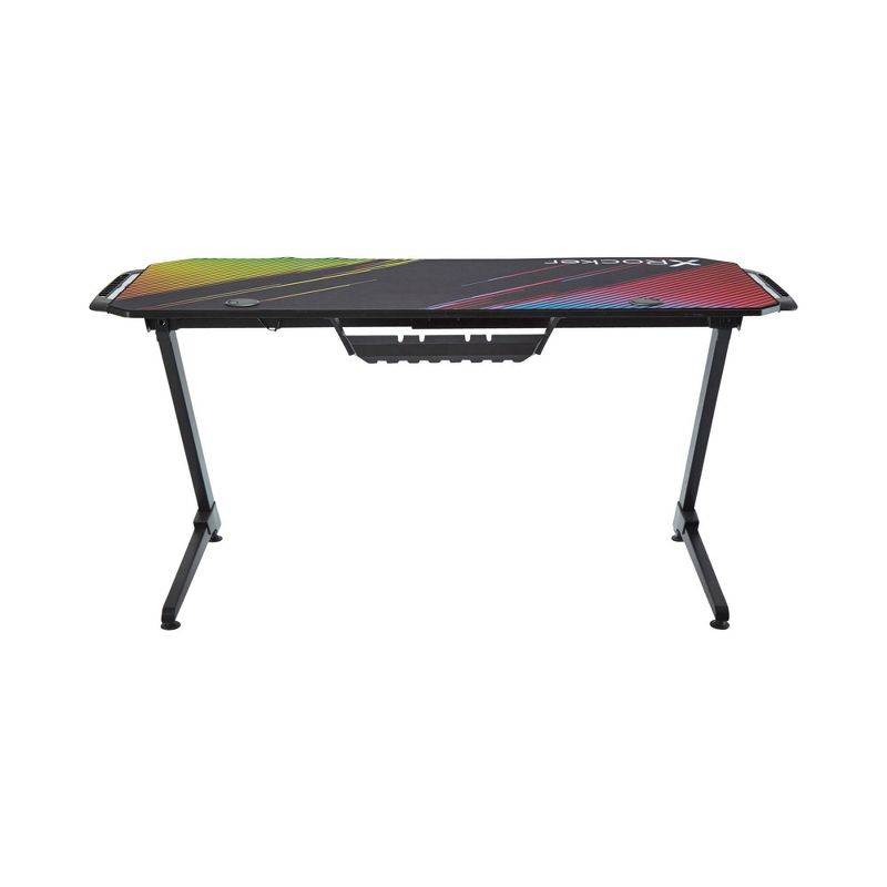 Jaguar RGB LED Glass Top Desk Black - X Rocker