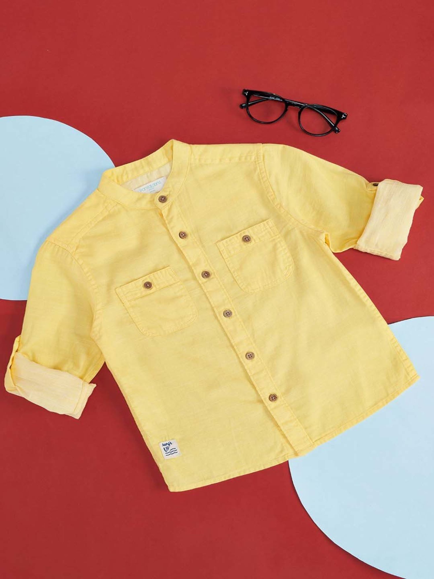 Pantaloons Baby Kids Yellow Cotton Regular Fit Full Sleeves Shirt