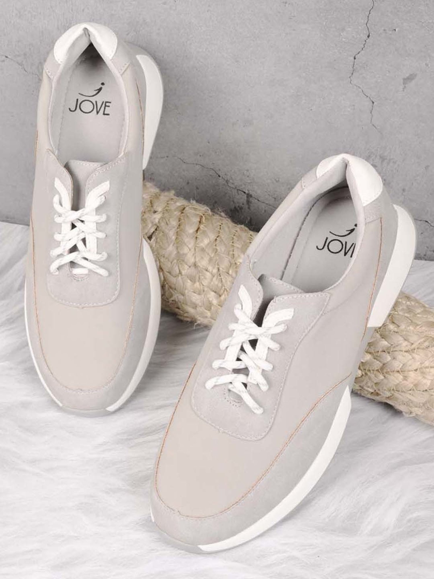 Jove Women's Grey Derby Shoes