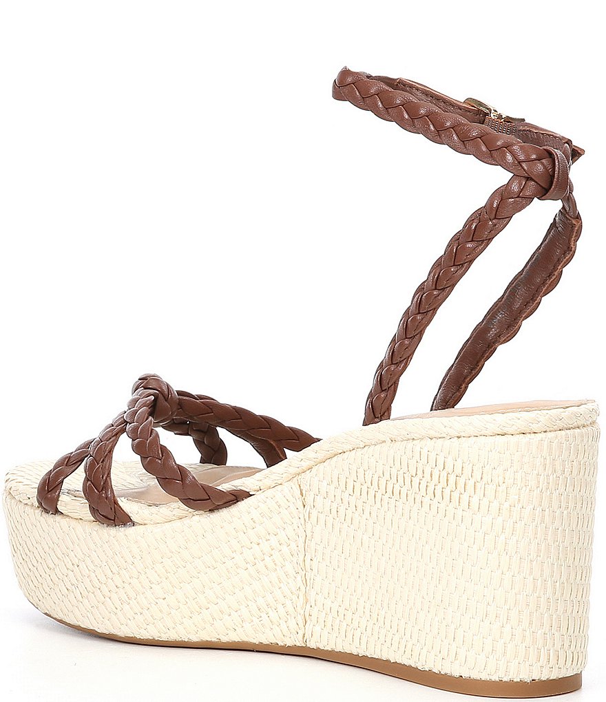 Antonio Melani Lorinna Leather Woven Ankle Strap Wedges
