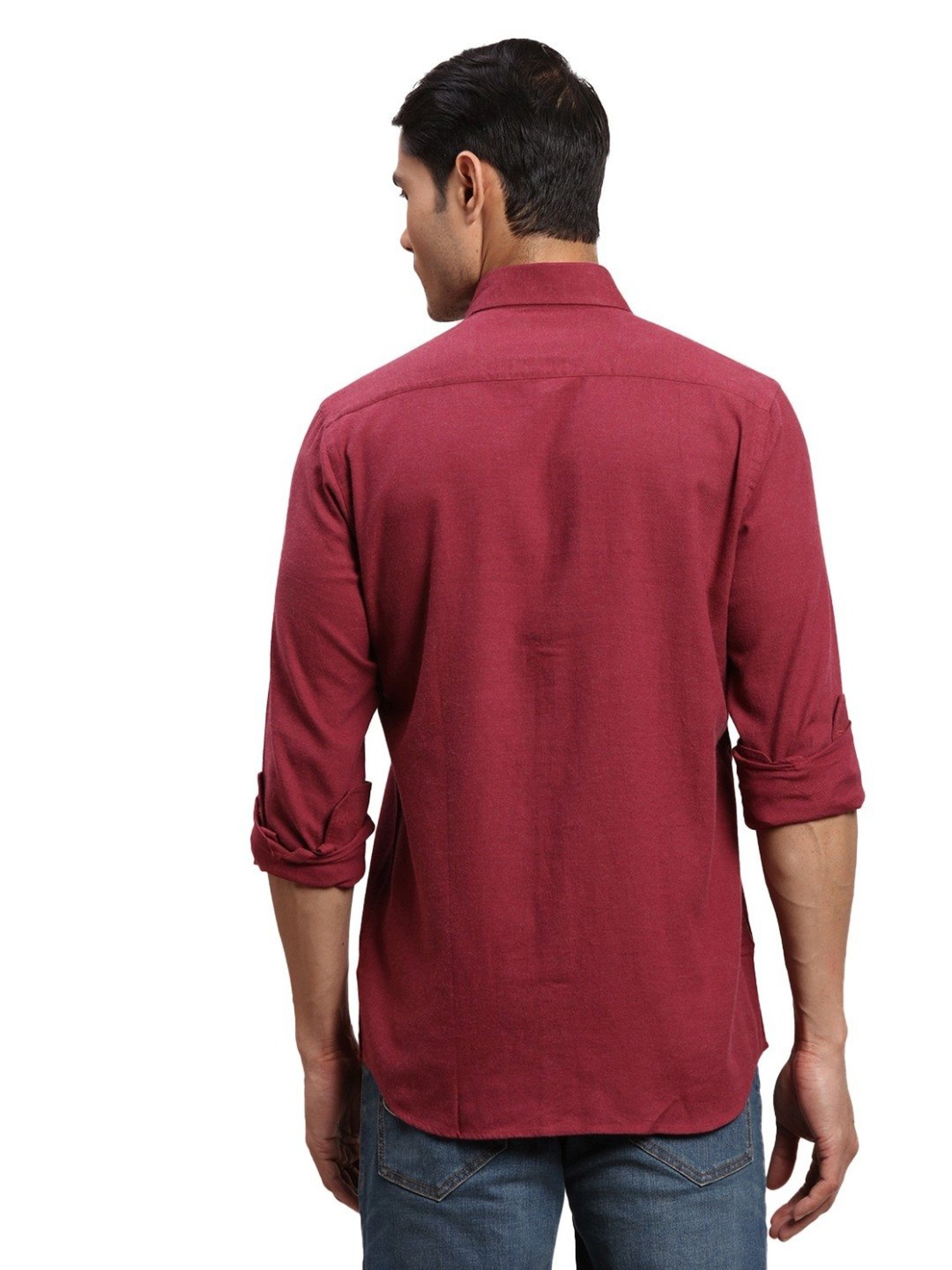 ColorPlus Red Cotton Regular Fit Shirt