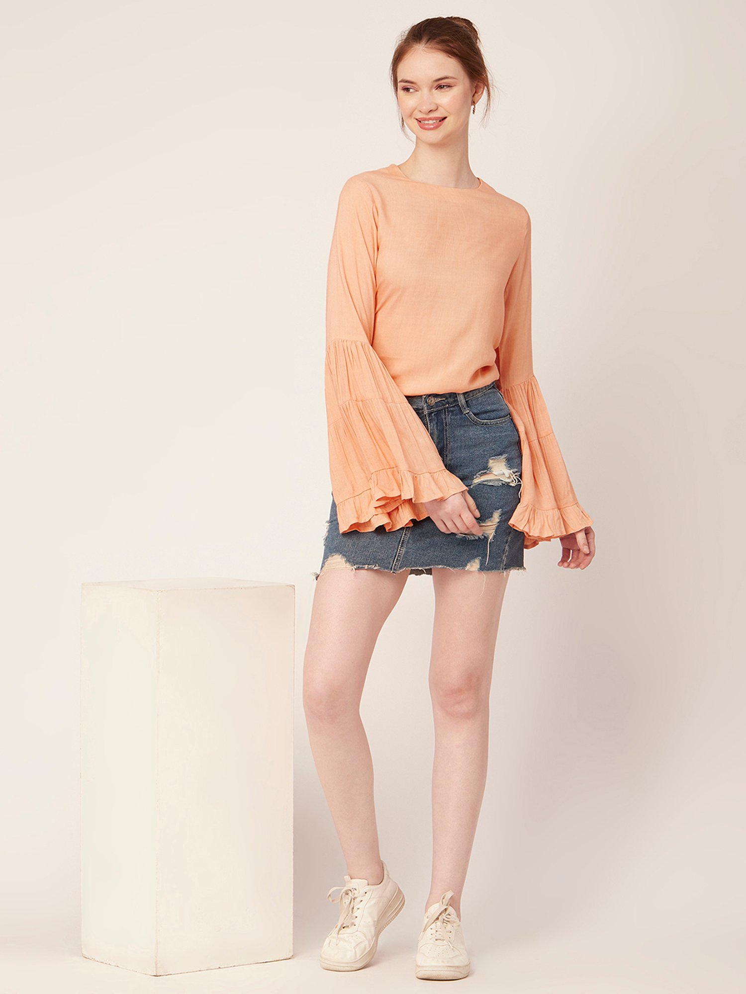 Moomaya Peach Regular Fit Top