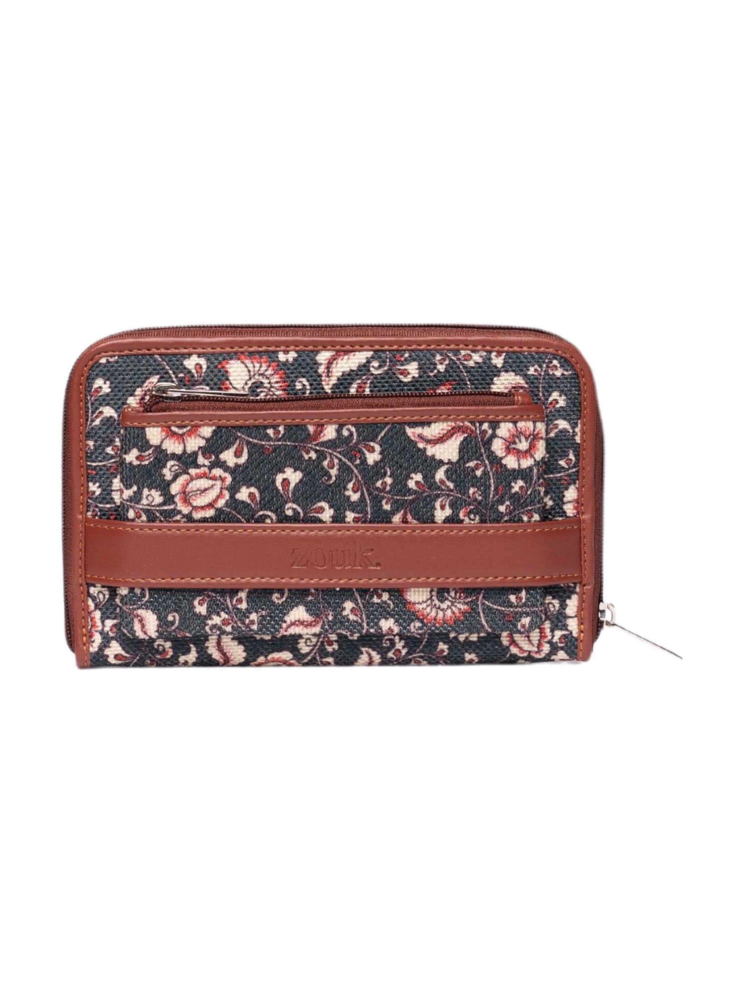 ZOUK Chittoor Blue Kalamkari Multicolor Printed Zip Around Wallet for Women