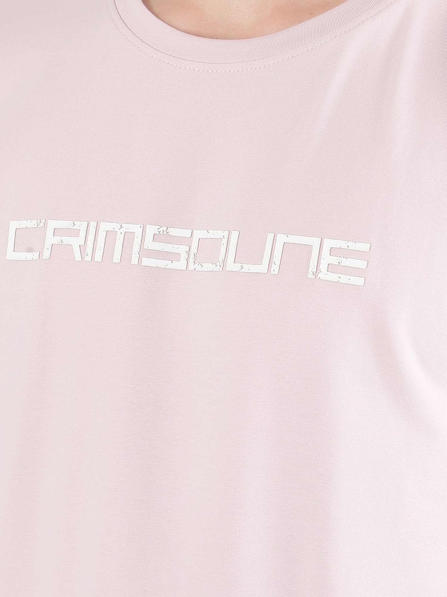 Crimsoune Club Purple Cotton Slim Fit Logo Printed T-Shirt