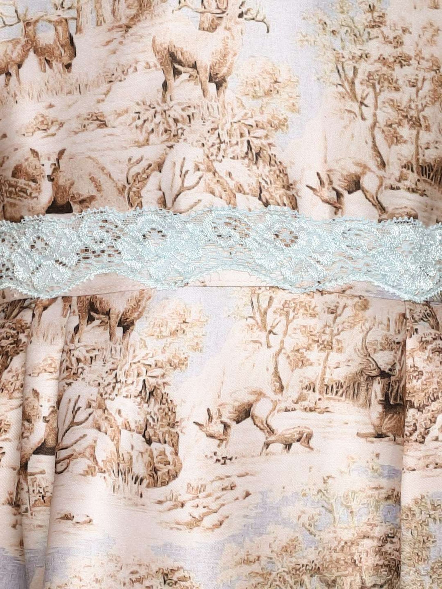 Many Frocks Kids Beige & White Printed Dress