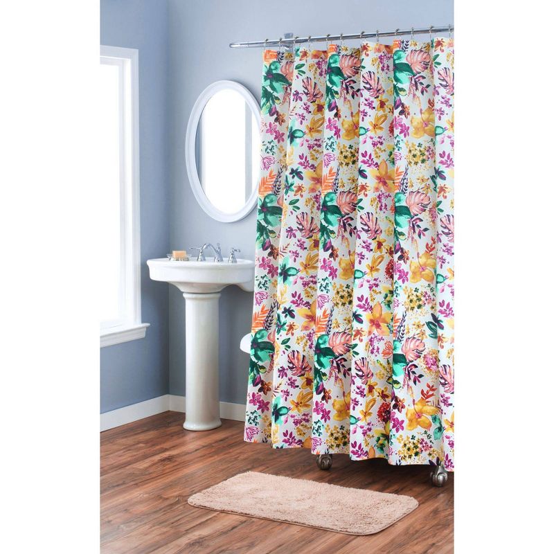 72"x72" Garden Party Cotton Fabric Shower Curtain - Nicole Miller