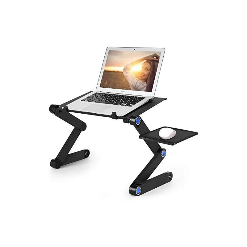 Laptop Bed Table, Portable Laptop Workstation Notebook Stand Reading Holder with 2 CPU Cooling Fans and Mouse Pad in Bed Couch Sofa Office
