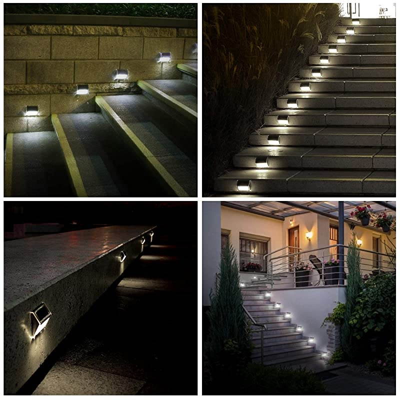Solar Step Lights  LED Solar Powered Deck Lights Outdoor 12 Pack Daylight Stainless Steel Decoration for Stair Fence Path Auto ONOff Weatherproof Upgrade