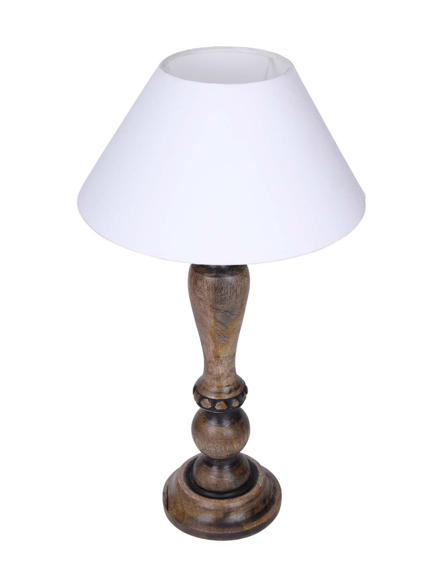 Homesake Eureka White & Brown Wooden Table Lamp with Bulb - Set of 1