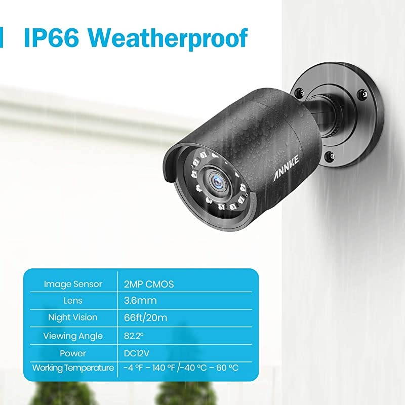 5MP Lite Security Camera System Outdoor 8 Channel H.265+ DVR and 8X1920TVL IP66 Weatherproof Home CCTV Cameras, Smart Playback, Instant Email Alert with Images, 1TB Hard Drive - E200