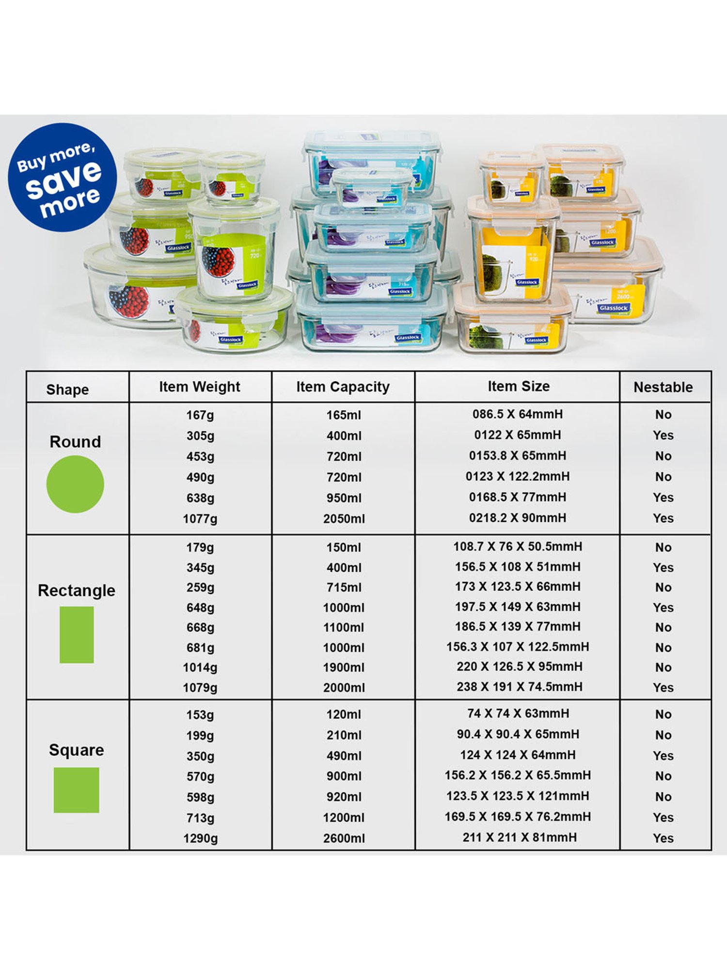 Glasslock Transparent Glass 490 ml Jars and Container