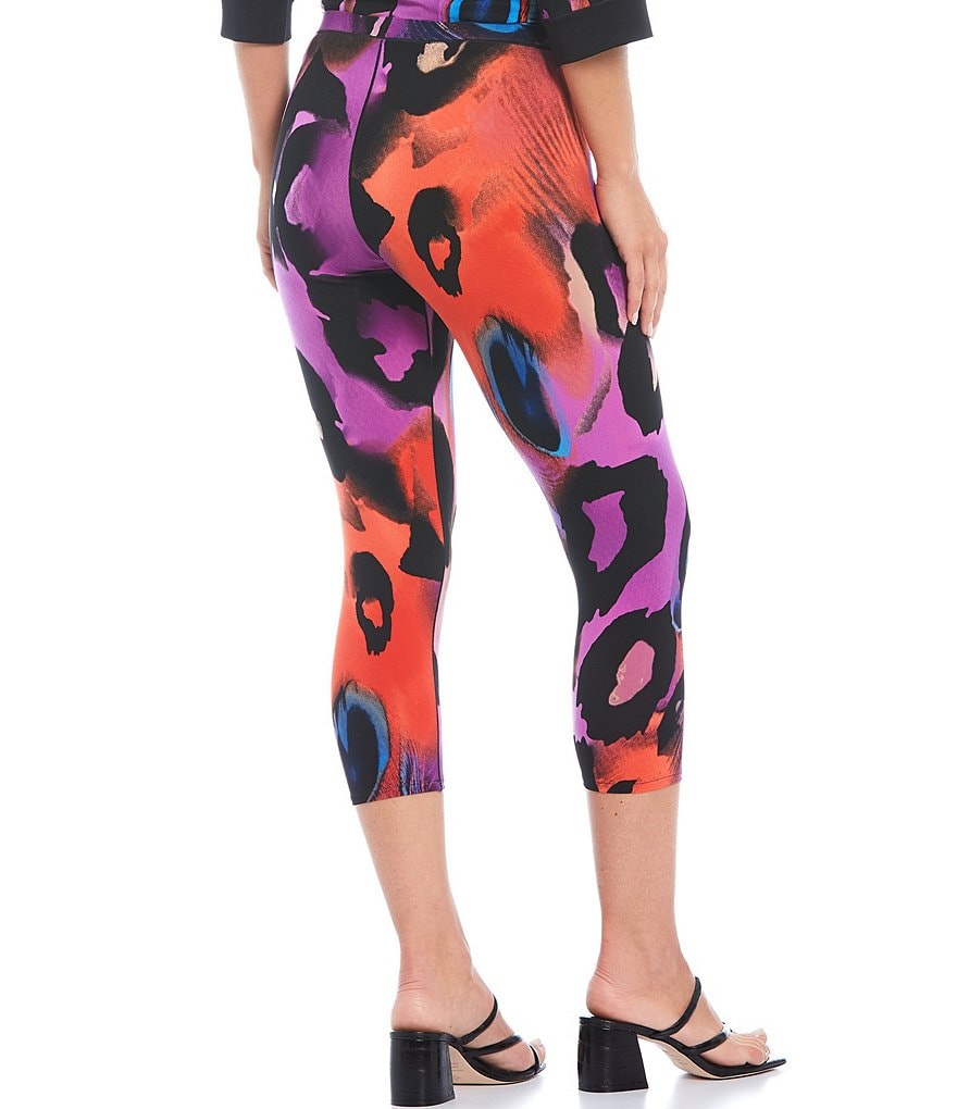 Eva Varro Animal Print Knit Jersey Cropped Leggings