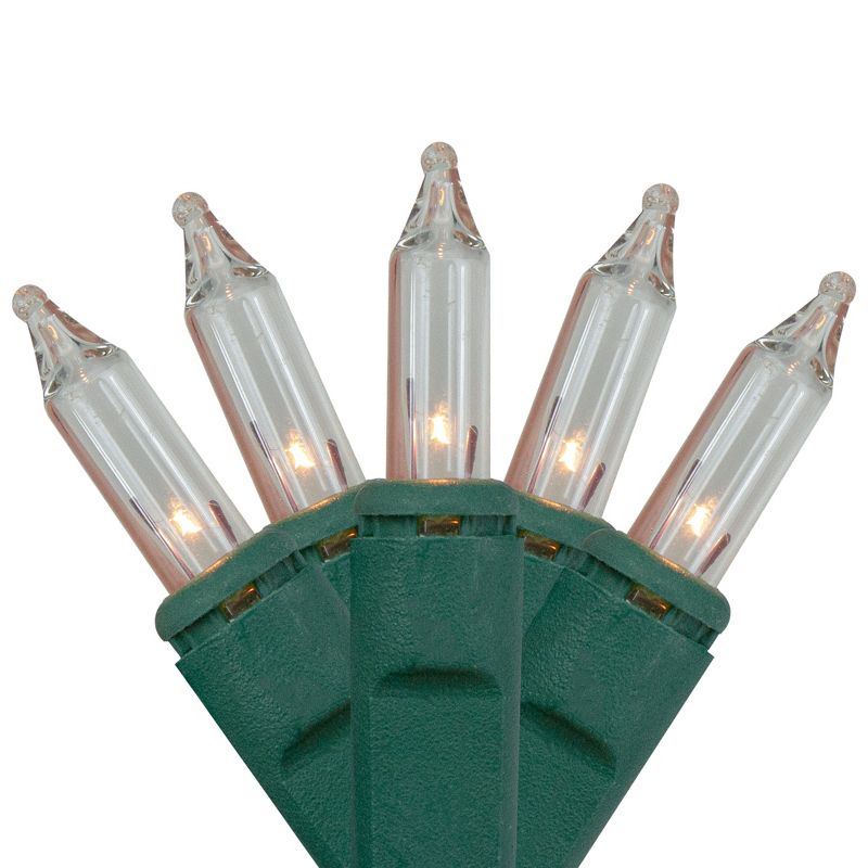 J. Hofert Co 300-Count Clear Mini Christmas Light Garland Set, 9ft Green Wire