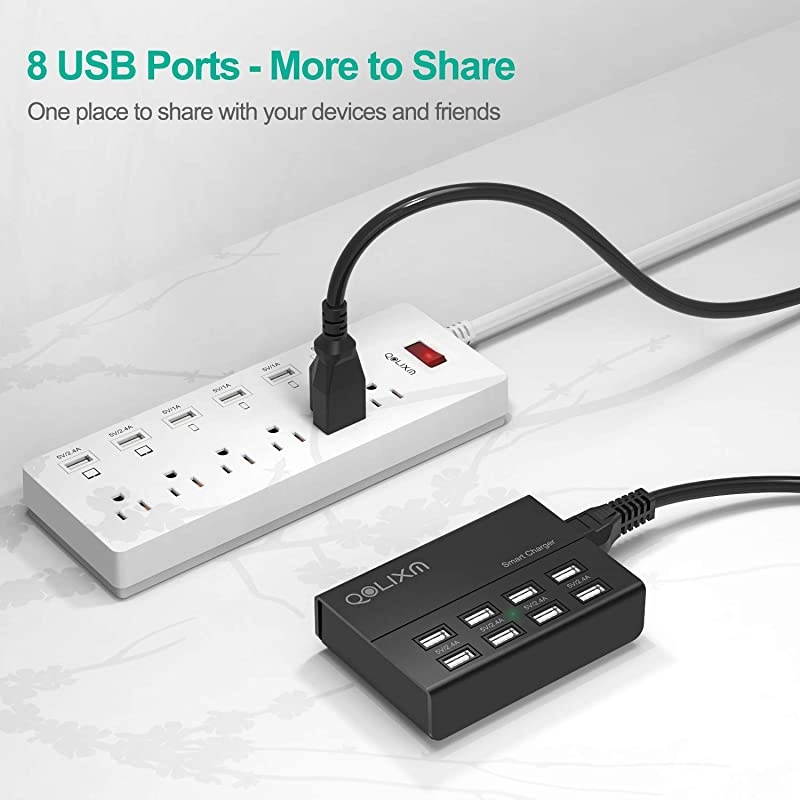 USB Charger,  8 Ports Charging Station (50W/10A) Multi Port USB Charger Hub Tablets & Multiple USB Devices