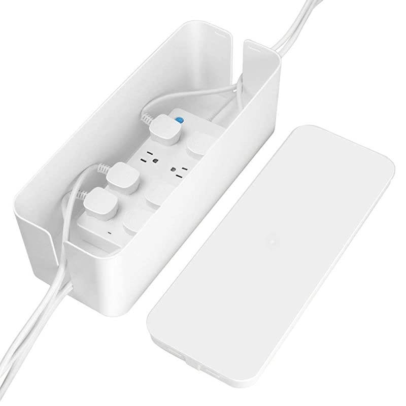 of 3 3 Cable Management Boxes + 3 Wire Ties Large Cord Box Organizers to Hold and Hide Power Strip Charger Adapter Power Cord Charging Station USB HUB White
