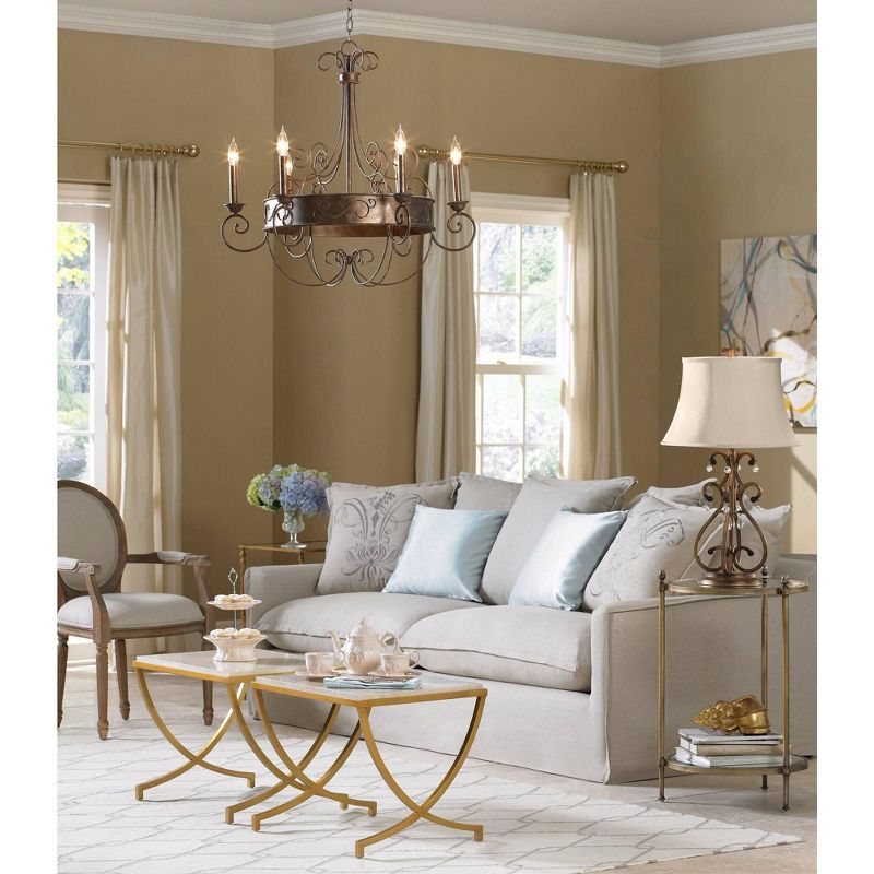 Franklin Iron Works Rust Bronze Candelabra Chandelier 30" Wide Rustic Metal 6-Light Fixture for Dining Room House Foyer Kitchen