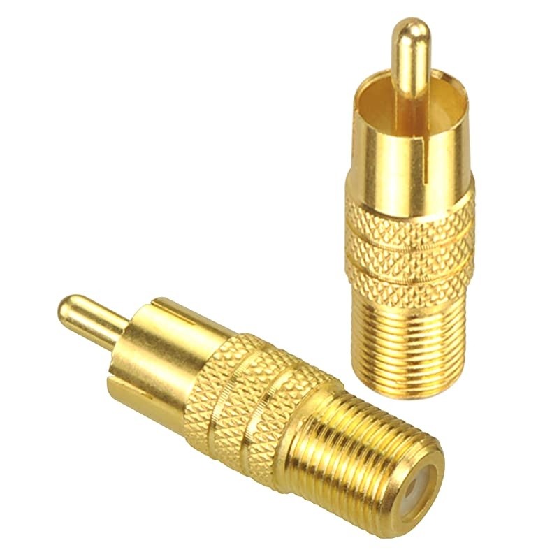 FType Female to RCA Male Coaxial Cable Audio Adapter Gold Plated Connector 2Pack