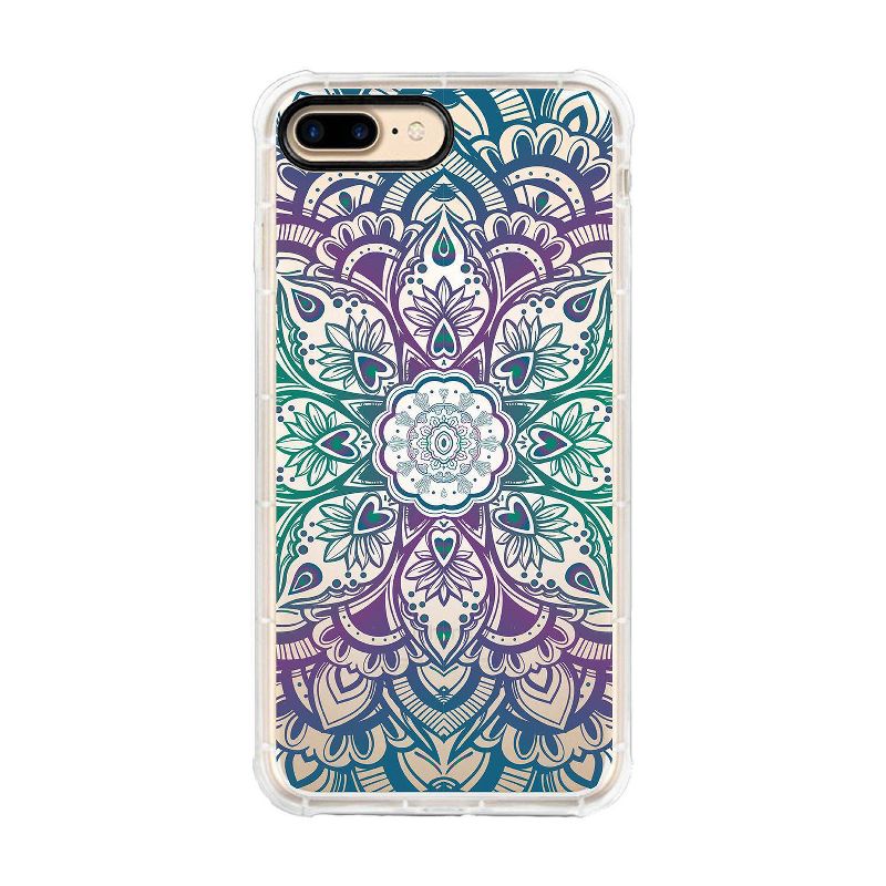 OTM Essentials Apple iPhone 8/7 Plus Hybrid Rugged Edge Clear Phone Case - Purple Mandala Heart