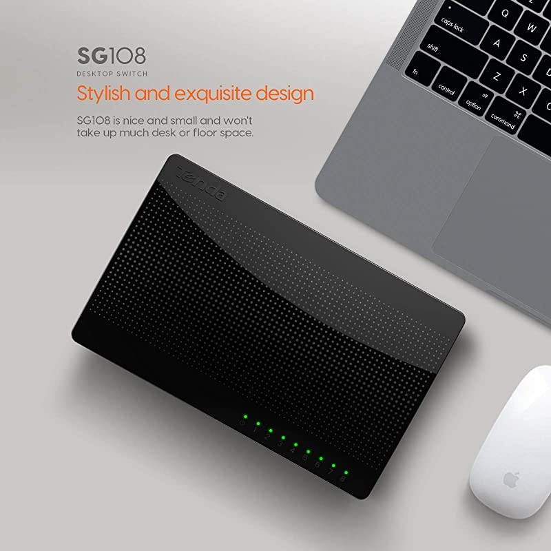 8 Port Gigabit Ethernet Network Switch | Ethernet Splitter | PlugandPlay | Traffic Optimization | Unmanaged SG108 Black