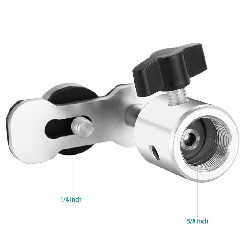 Video Camera Digital Recorder Adapter with Mini Ball Head360 Degree Pan and 180 Degree Tilt Movement for Connecting 14inch Thread Camera Camcorder Recorder with 58inch Mic Stand or Boom