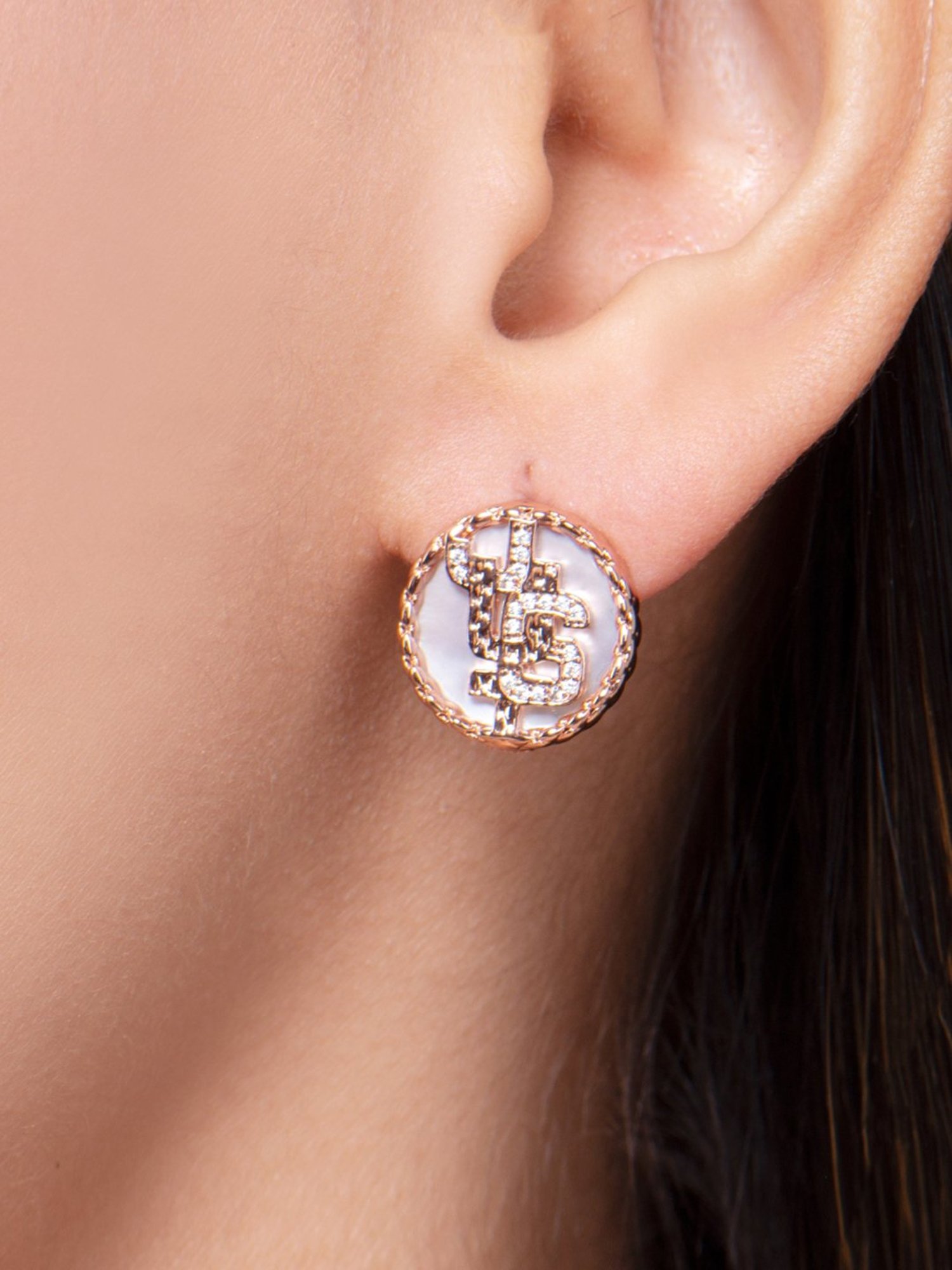 Just Cavalli Rose Gold Linea Logo Stud Earrings - Set of 4