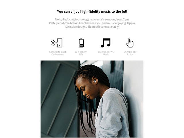 AutofeelSunriseoffice Bluetooth Touch Control Hifi Earphone Headset Wireless Headphone With Mic 3D Bass Stereo Wireless Earbuds Stereo Microphone For Phone iPhone Xiaomi Samsung