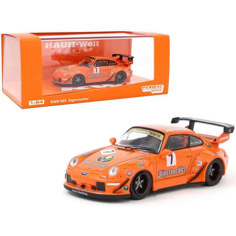 Porsche 993 RWB #7 "Jagermeister" "RAUH-Welt BEGRIFF" 1/64 Diecast Model Car by Tarmac Works
