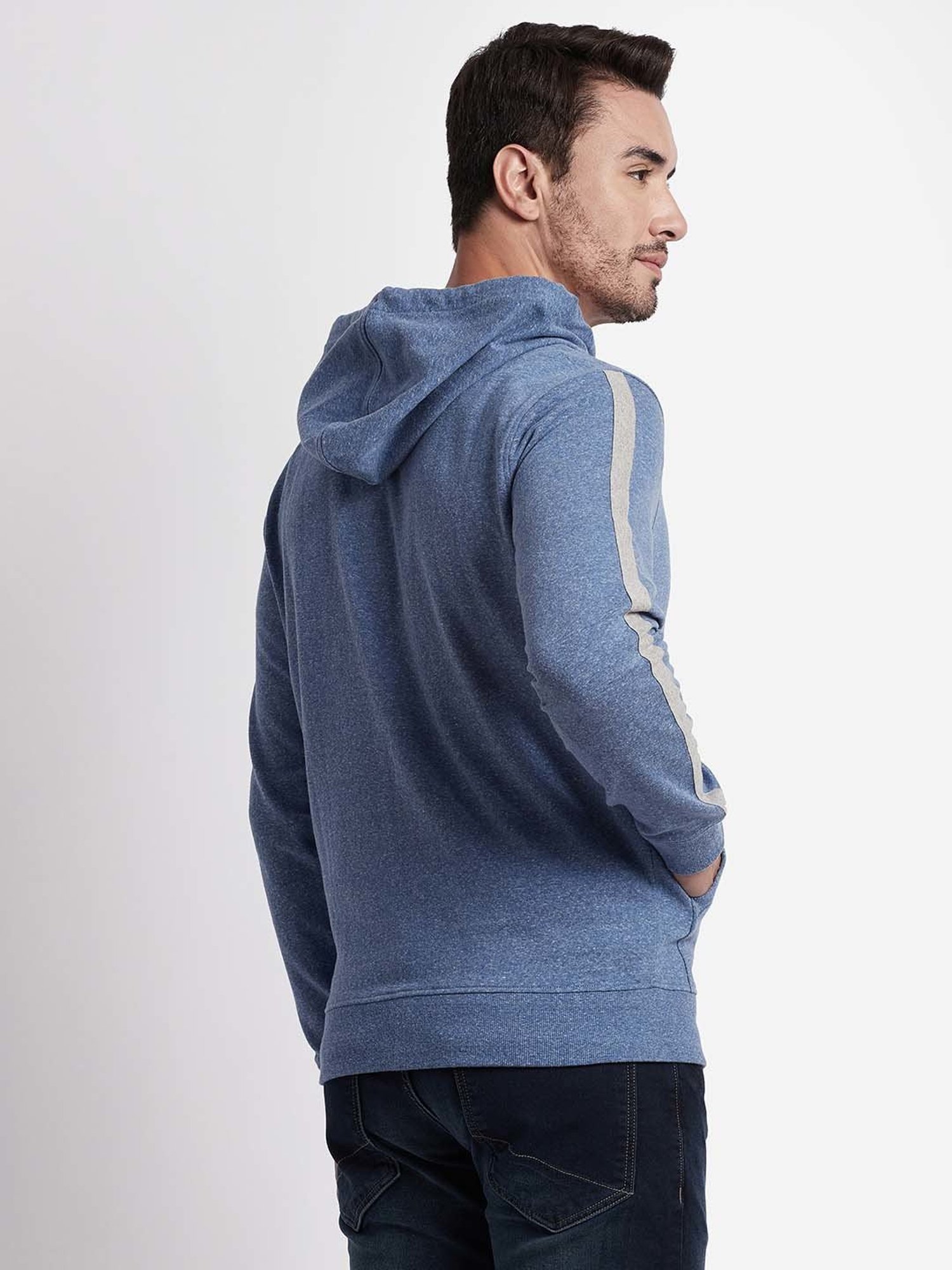 Beverly Hills Polo Club Blue Regular Fit Cotton Hooded Sweatshirt