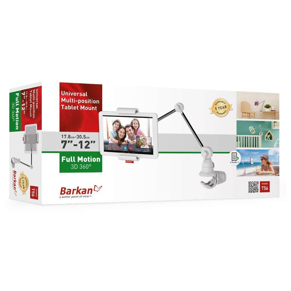 Barkan Tablet Mount Stand for Universal Tablets - White and Silver