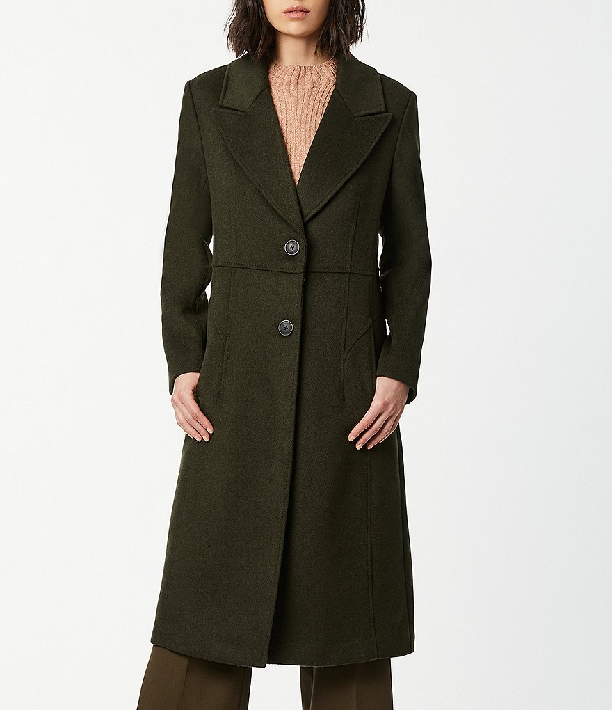 Kenneth Cole New York Short Water-Resistant Stand Collar Hooded Long Sleeve Chevron Puffer Jacket