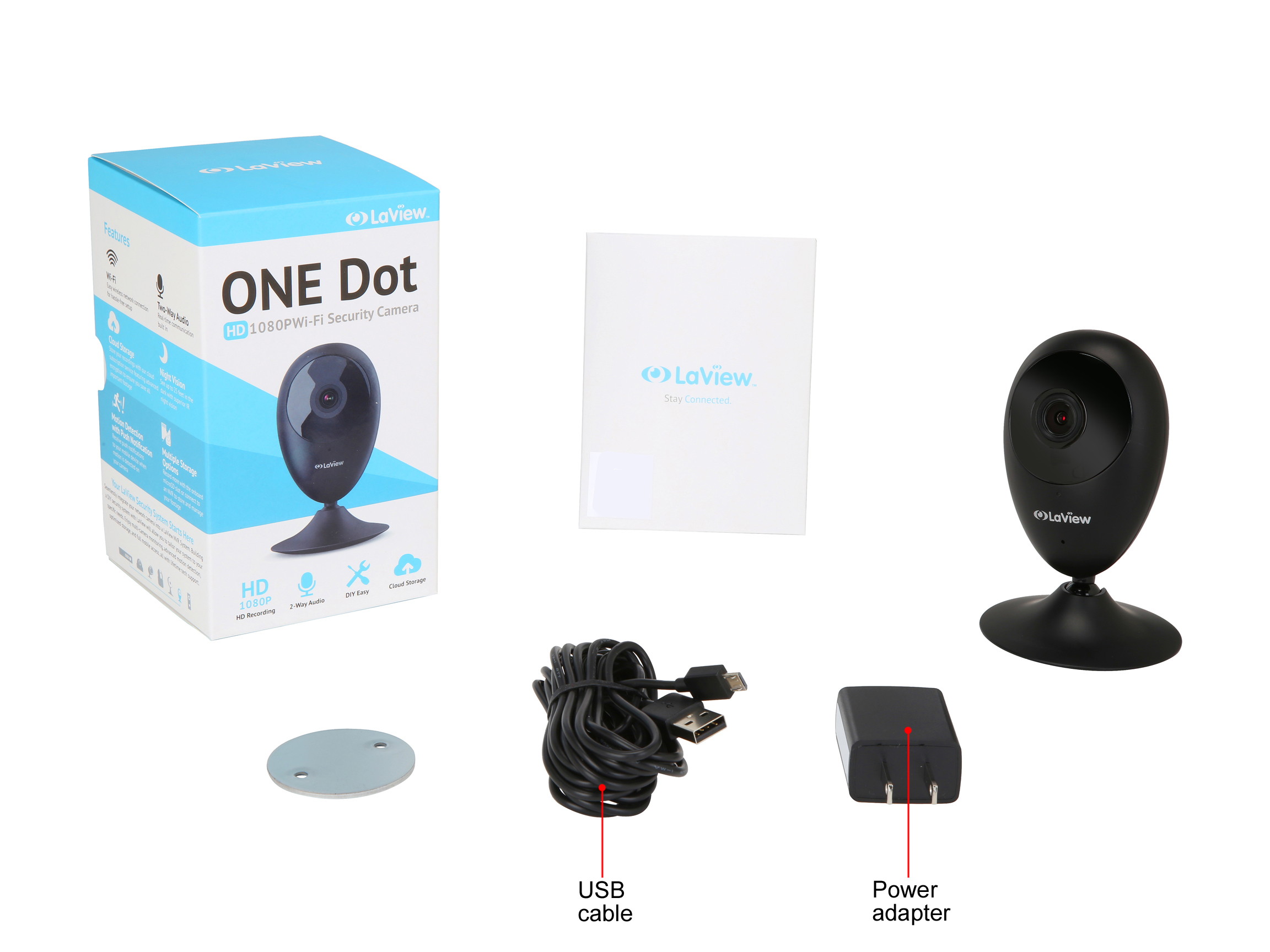 LaView ONE Dot HD 1080P Wireless Indoor Surveillance Camera (White)