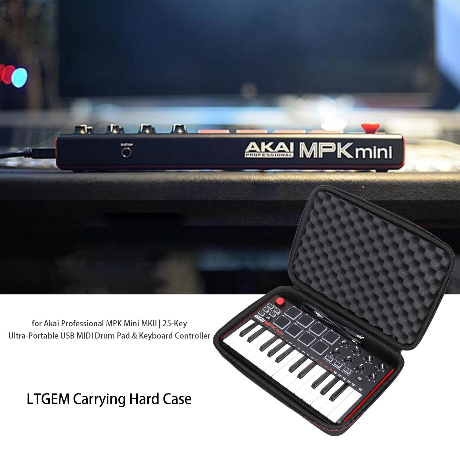 Carrying Case for Akai Professional MPK Mini MKII | 25-Key Ultra-Portable USB MIDI Drum Pad & Keyboard Controller (Case Only)