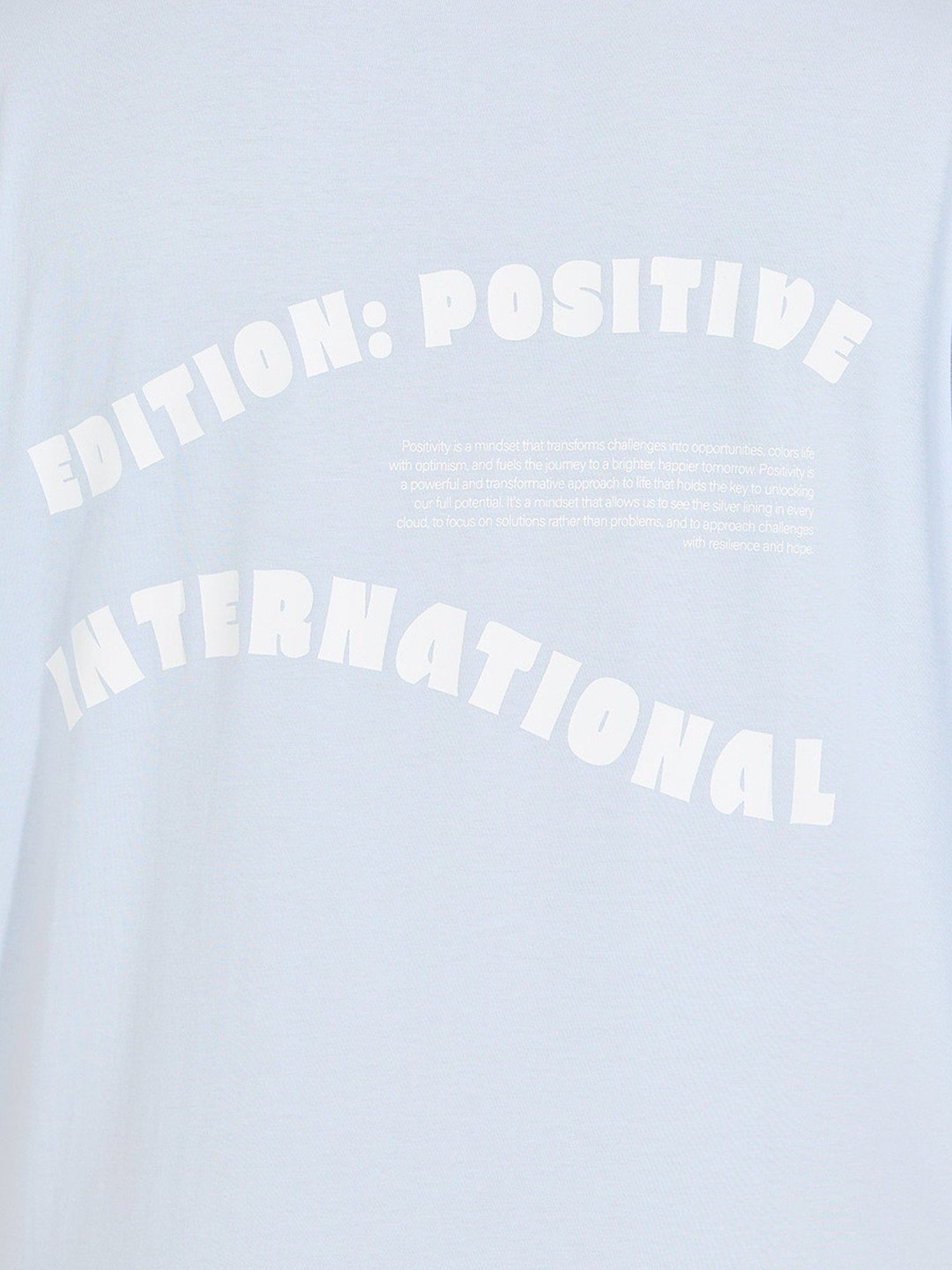 Styli Light Blue Oversized Printed T-Shirt