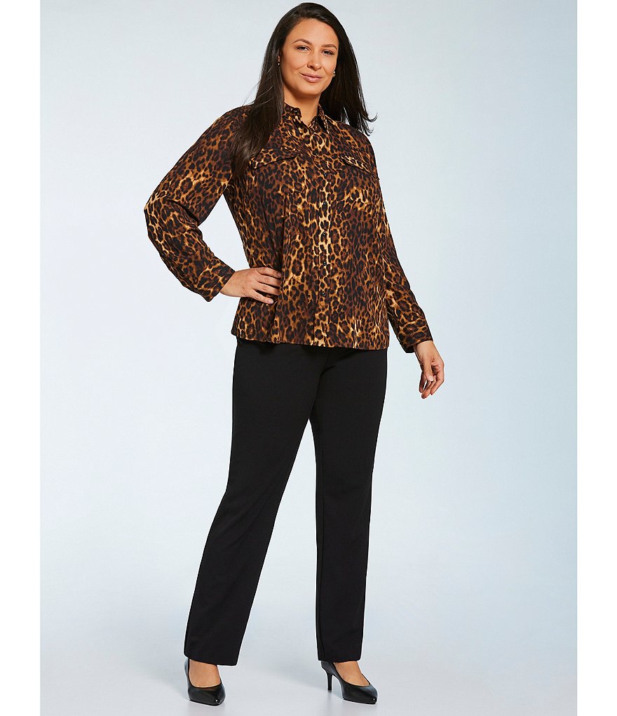 Investments Plus Size the PARK AVE fit Pull-On Straight Leg Pant with Pockets
