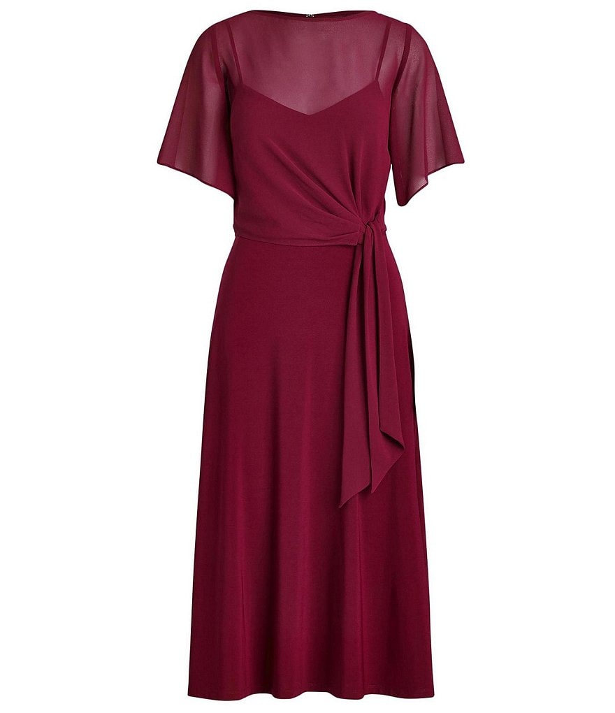 Tommy Hilfiger Paisley Chiffon Smocked Sleeveless Mock-Neck Midi A-Line Dress