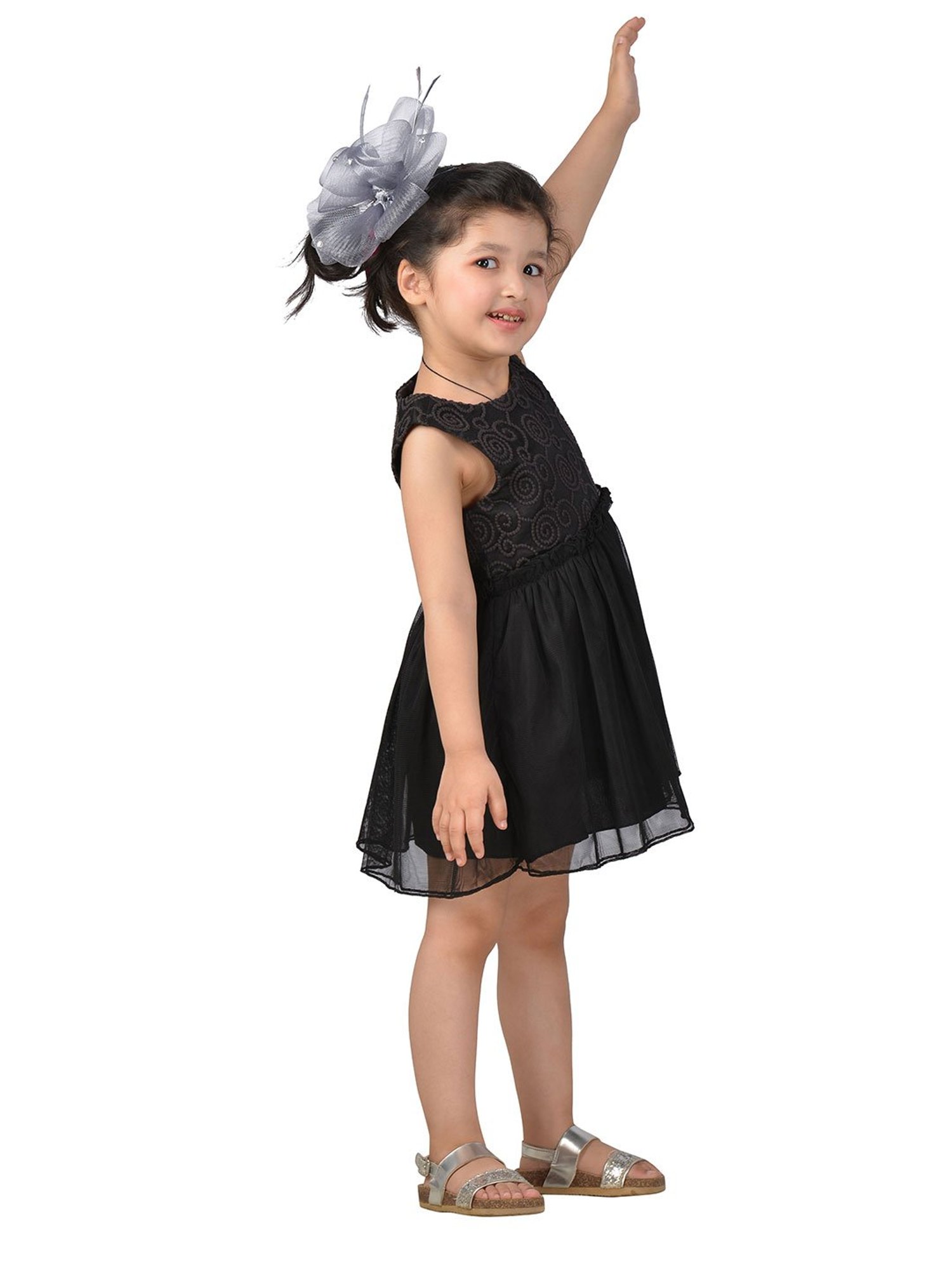 KidsDew Kids Black Embroidered Dress