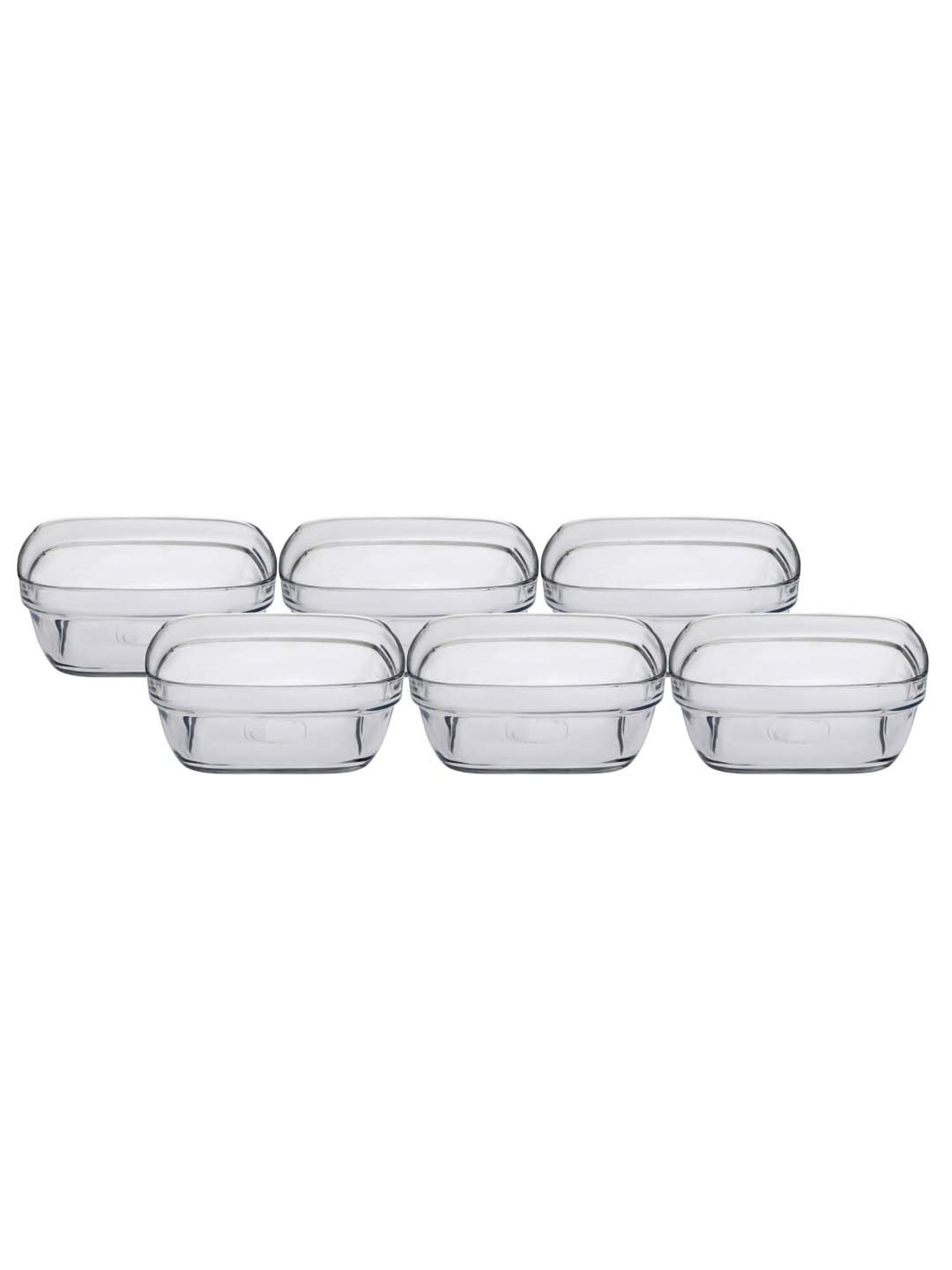 Duralex 'Lys' Transparent Glass 9 cm Square Serving Bowl (0.15 L) - Set of 6