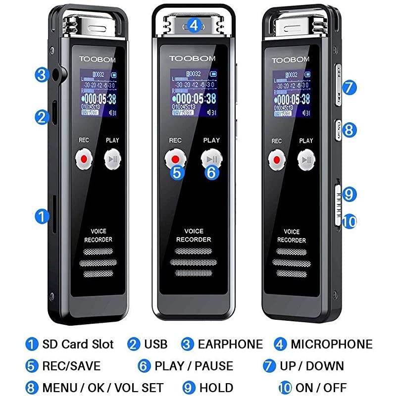 8GB Digital Voice Recorder for Lectures  Voice Activated Recorder with Playback 1536KPBS Audio Recording Device Password Protection Mini Tape With MP3 Player for LecturesMeetingsInterviewsC