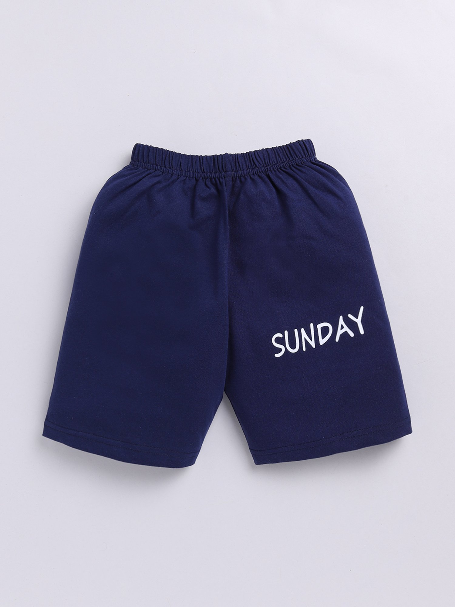 Todd N Teen Kids White & Navy Printed T-Shirt With Shorts