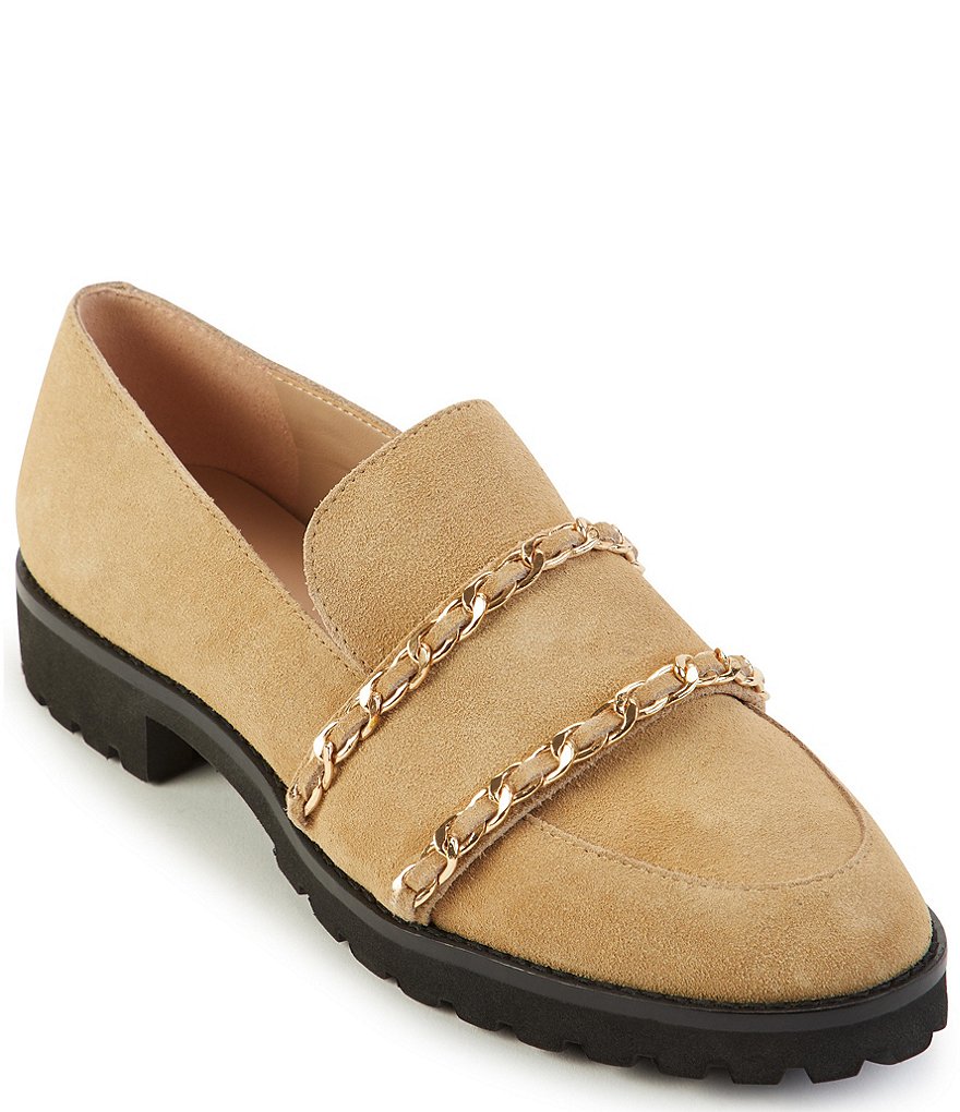 KARL LAGERFELD PARIS Irene Suede Chain Slip Ons