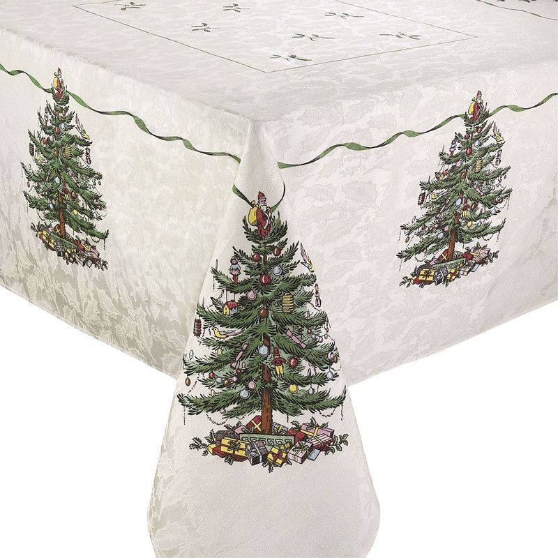 Avanti Spode Tree Green 102" Tablecloth - Multicolored