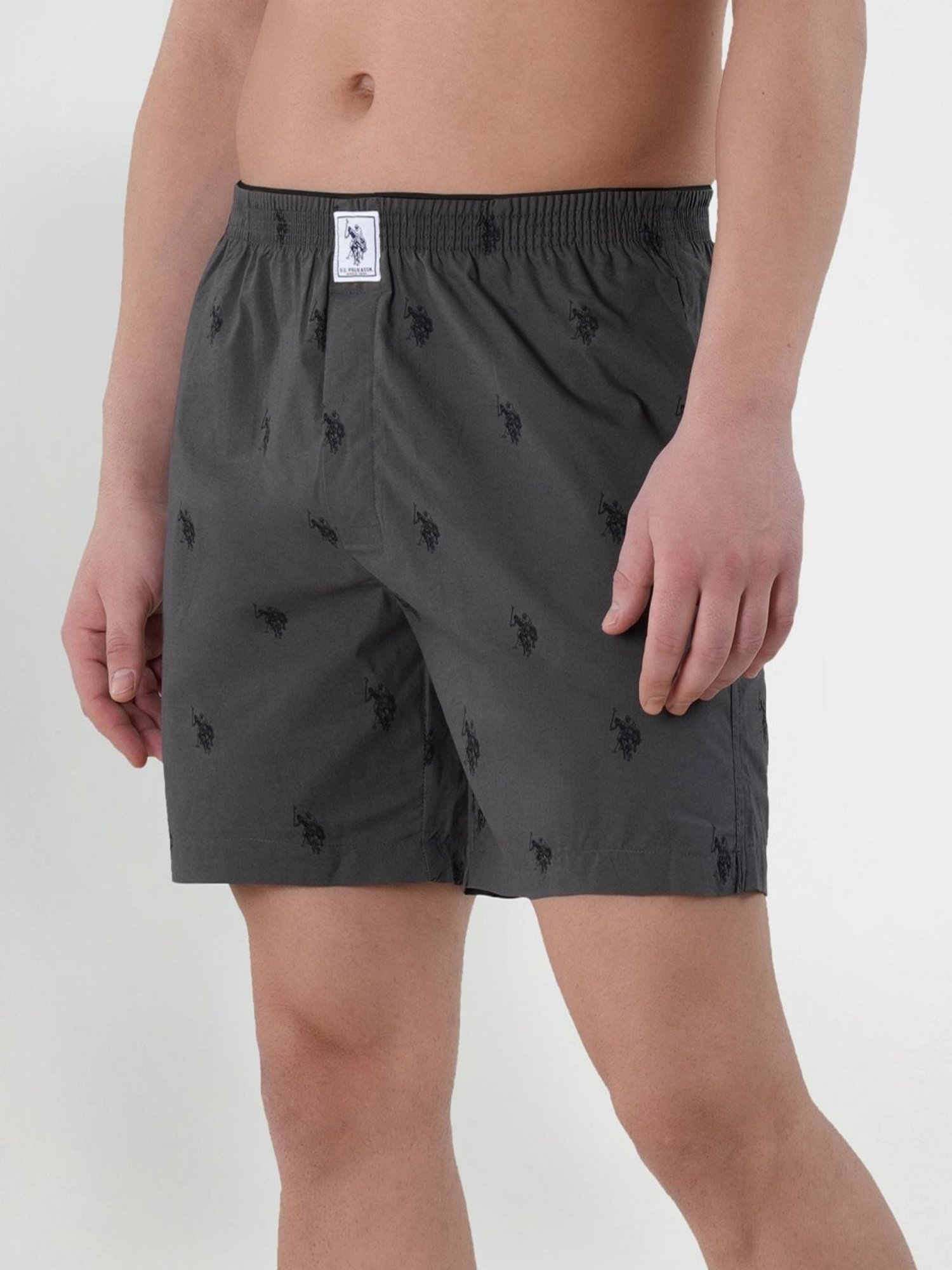 U.S. Polo Assn. Grey Cotton Regular Fit Printed Boxers
