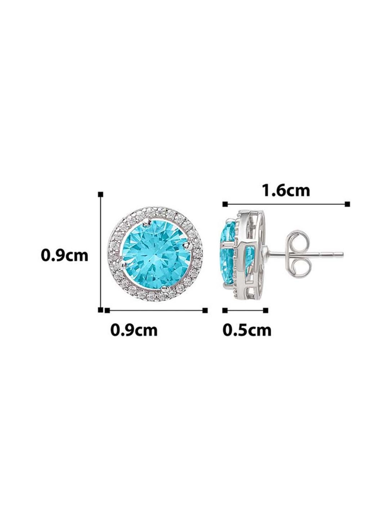 Silberry 925 Sterling Silver Blue Eternity 6mm Round Stud Earrings for Women