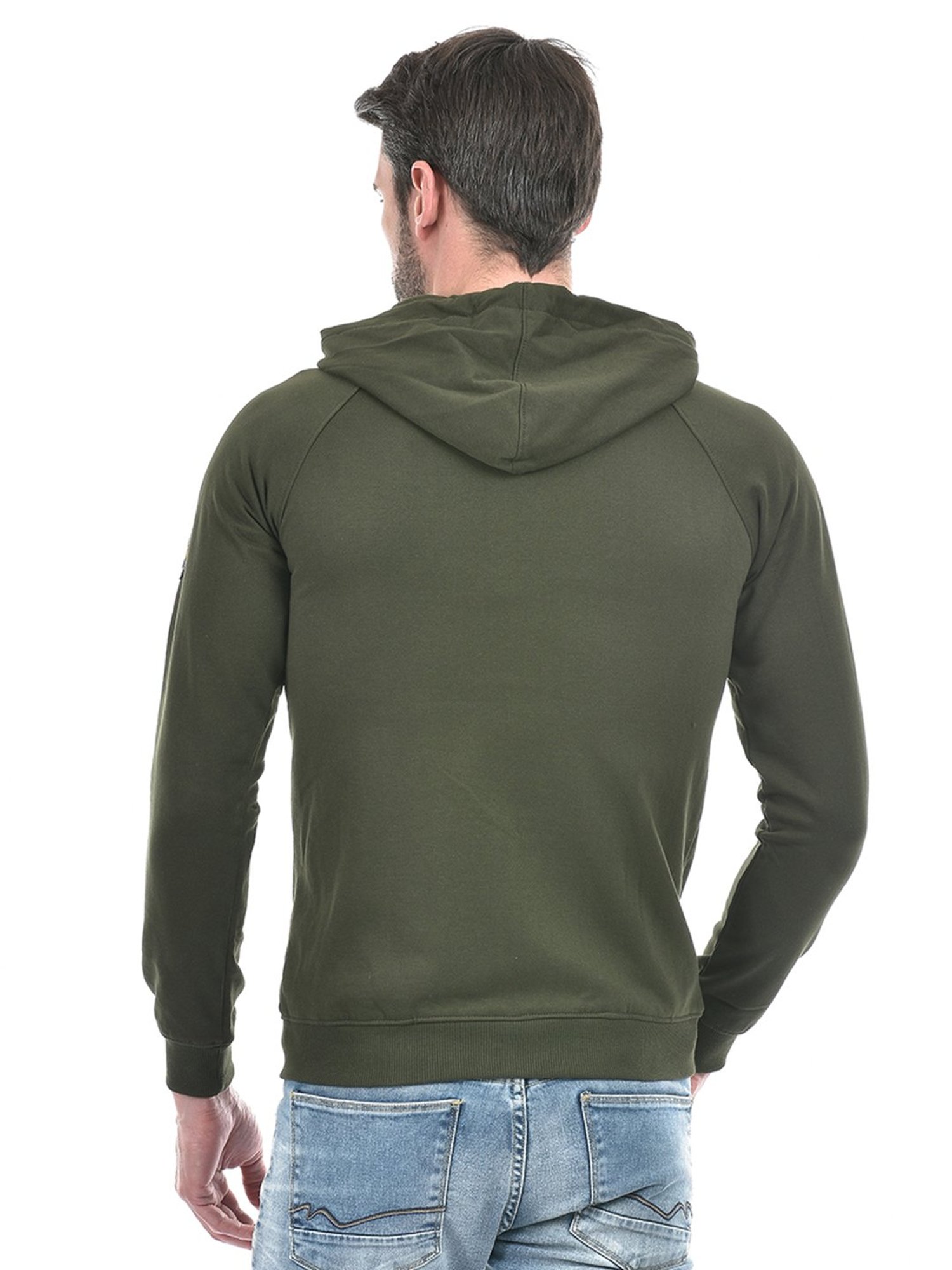 Integriti Olive Regular Fit Striped Hooded Jacket