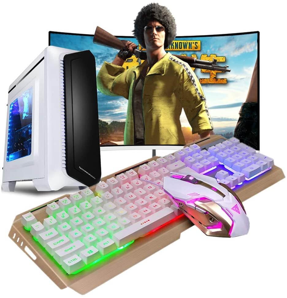 RGB Gaming Keyboard Mouse Combo Wired,Color Changing LED Backlit Computer Gaming Keyboad,Lighted PC Gaming Mouse,USB Keyboard Clicky Keys,Durable Metal Structure,for Xbox One PS4 Games Gamer Working