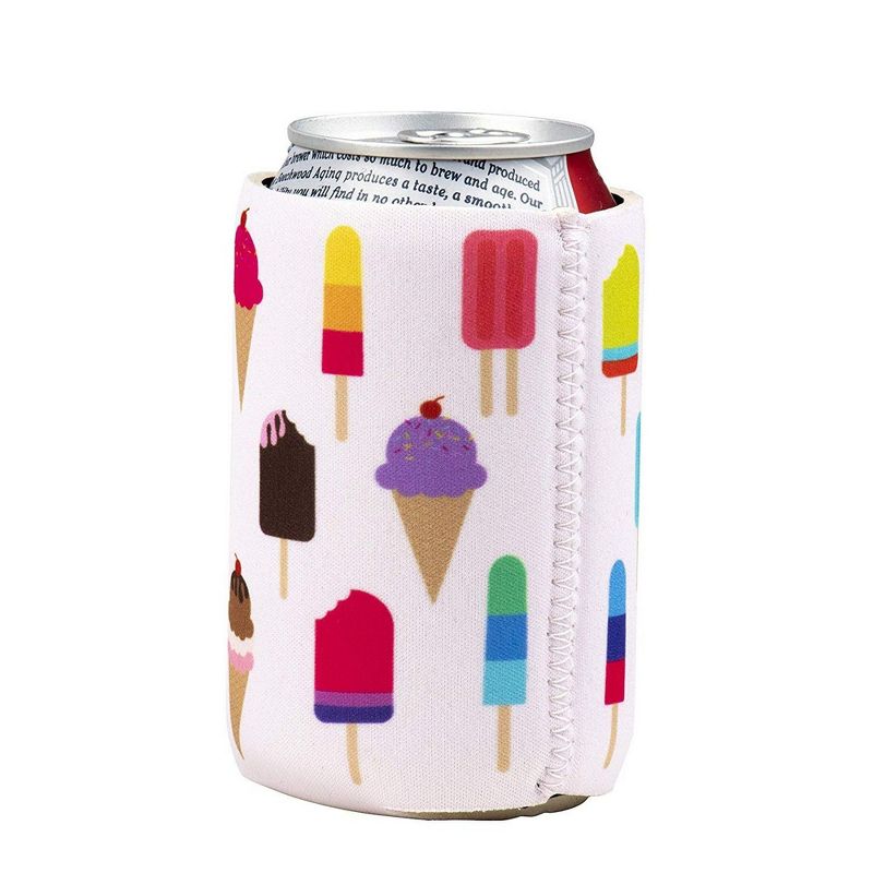12-Pack Summer Parties Can Cooler Sleeves, 12 oz Insulated Beer Koozies Neoprene Holder, 4 Assorted Designs: Flamingo, Fruit, Toucan & Ice-cream